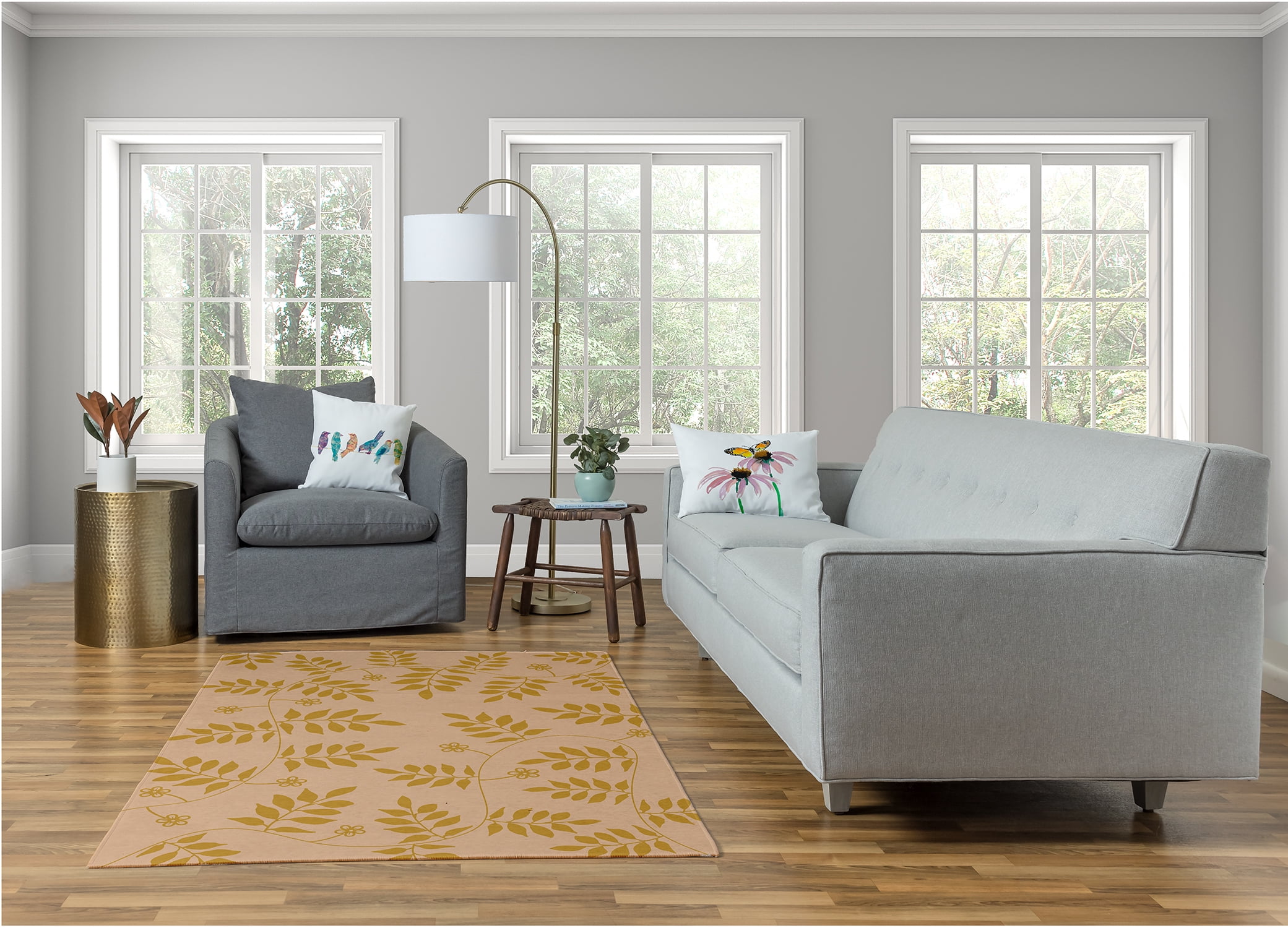 Simply Daisy 4' x 6' Golden Mustard Fern Fronds Rug