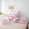 thumbnail image 6 of Castle Fairy Boys Girls Abstract Gradient Marble Bedding Comforter Set 7pcs,Stone Pattern Queen Bedding Sets Super Cozy,Pink White Queen Sheet Sets,Breathable Home Decor,Reversible, 6 of 8
