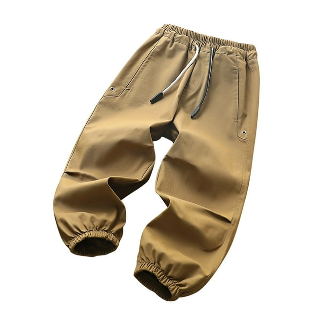 Birdeem Solid Color Spring and Boys Pants Medium and Large Children Casual Workwear Pants Long Pants