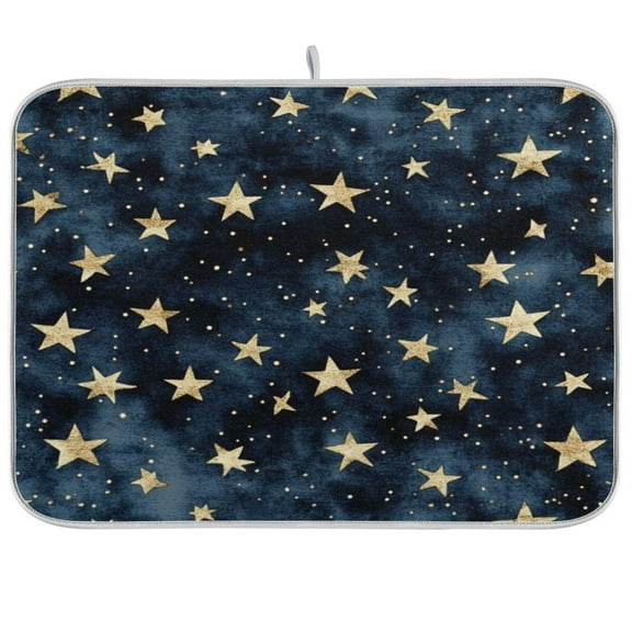 Small Gold Stars Pattern Dish Drying Mat Kitchen Mats Microfiber Counter Absorbent Dish Pad Drainer Rack