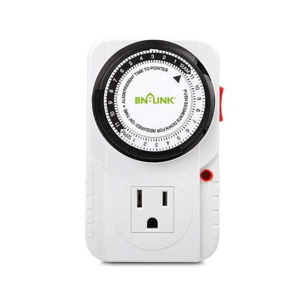 BNLINK 24 Hour Plugin Mechanical Timer Grounded Outlet Indoor Heavy