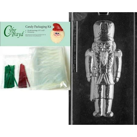 

Cybrtrayd MdK50C-C306 Soldier Christmas Chocolate Mold with Chocolate Packaging Kit and Molding Instructions Large Includes 50 Cello Bags 25 Red and 25 Green Twist Ties