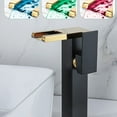 thumbnail image 6 of Black Gold Bathroom Sink Vessel Faucet LED Waterfall Spout Lavatory Vanity Mixer, 6 of 13