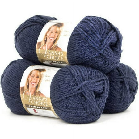 UPC: 0842093102588 | Lion Brand Yarn Vanna s Choice Navy Basic Medium Acrylic Blue Yarn 3 Pack