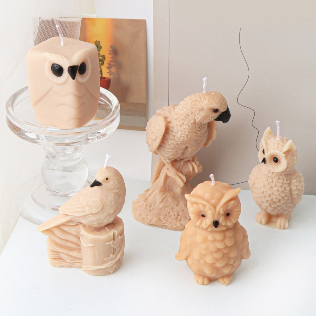 Geemin Standing Owl Silicone Mould Parrot Candle Molds Plaster Molds Ornament Molds