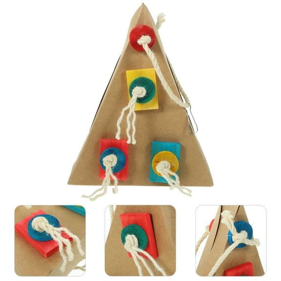YSNOOWE 1Set Bird Parakeet Toys Triangle Shape Multi-colored 34x7.3in for Chewing and Exercising Pets