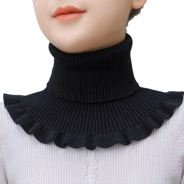 Womens Turtleneck Ribbed Knitted False Collar Ruffles Wrap Scarf Lot J8 D1Y1