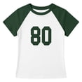 thumbnail image 4 of Number 80 Graphic Tees for Women Summer Casual Color Block Short Sleeve Crewneck Short Length Tshirts, 4 of 4