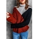 thumbnail image 1 of ABPHQTO Suéter de cuello alto con hombros caídos y bloque de color negro para mujer, 1 of 5