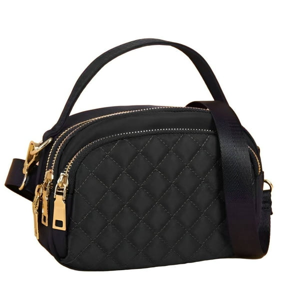 TELOLY Nylon Crossbody Bags for Women,Lightweight Construction Travel Purse,Perfect Daily Companion Quilted Crossbody Bags for Women,Black