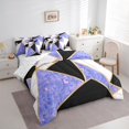 thumbnail image 3 of Homewish Modern Abstract Geometric 7-Piece Twin Bedding Sets,Purple White Black Bedding Comforter Set,Triangle Plaid Print Sheet Sets For Men Women,Breathable Home Decor Reversible, 3 of 8