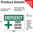 thumbnail image 2 of First Aid Kit Inside OSHA Emergency Vinyl Decal Label 10 Inch x 7 Inch - 10 Pack, 2 of 6