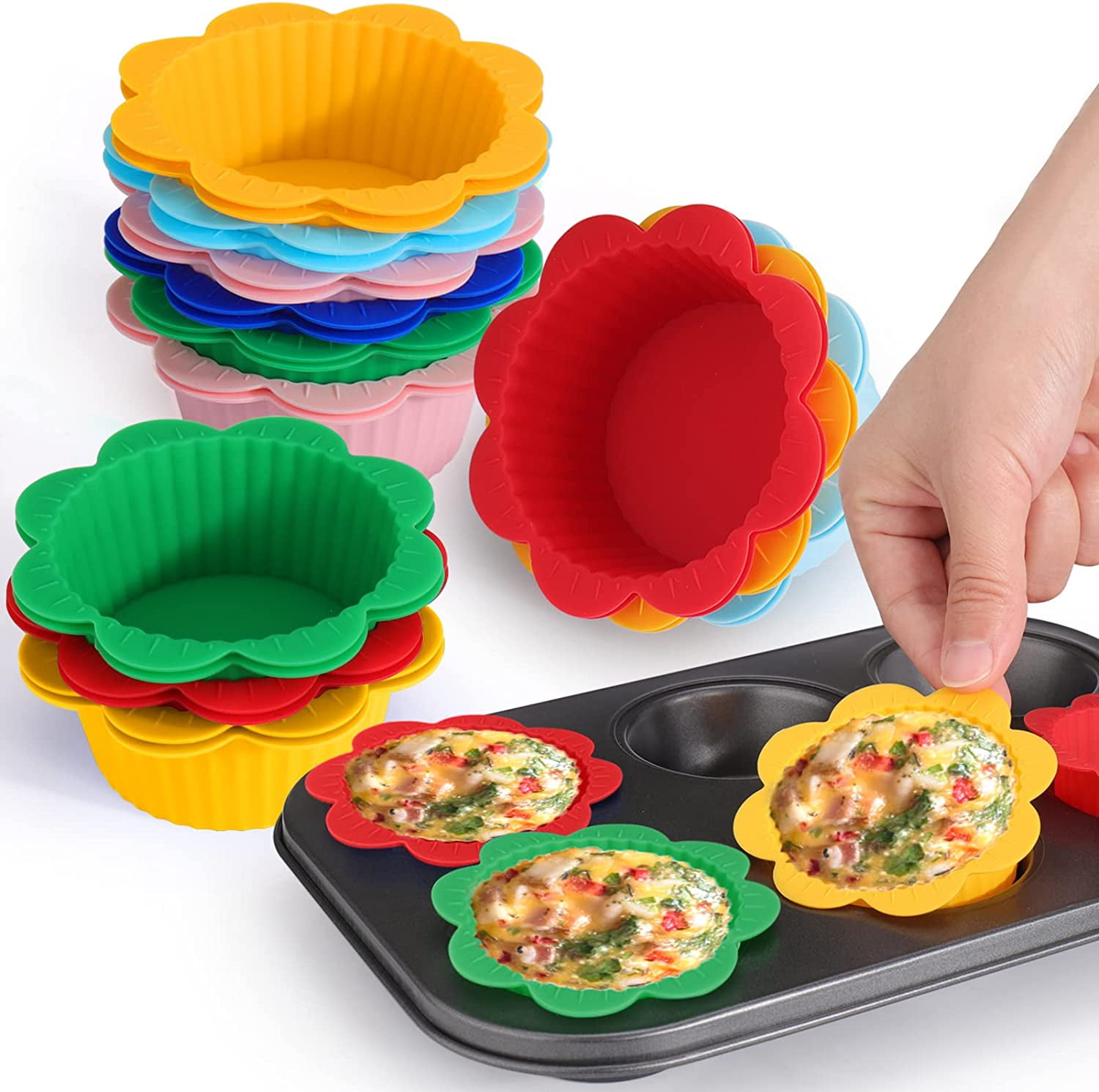 Bellaven Silicone Baking Cupcake Cup Liners Non-stick Giant Reusable Muffin  Molds Bento Bundle Lunch Box Dividers 20pcs 