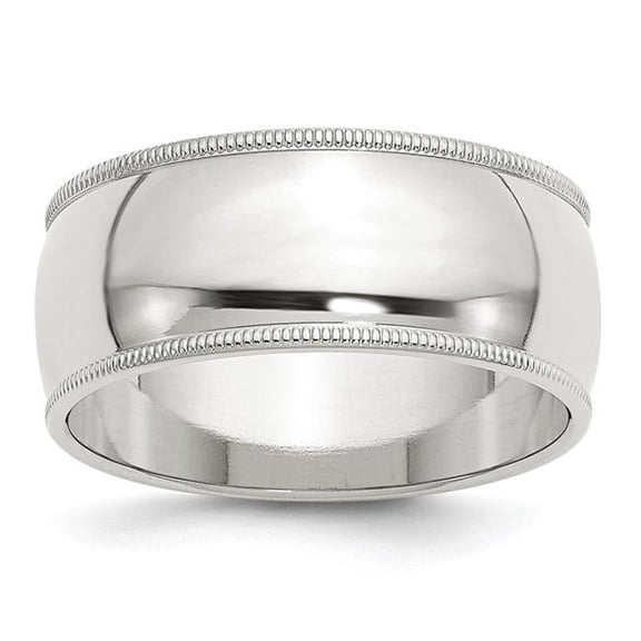 925 Sterling Silver Solid Polished Half Round 9mm Milgrain Band Ring Size 12 Ring for Women and Men