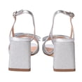 thumbnail image 4 of XYD Womens Elegant Bowknot Square Open Toe Slingback Pumps Slip On Block Mid Heels Sandals Glitter Dressy Shoes Size 5.5 Silver, 4 of 4