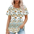 thumbnail image 7 of Viikei Women's Summer Casual Tops Round Neck,Ladies' Casual Short Sleeved Loose Round Neck Floral Print Top Multicolor XL, 7 of 7