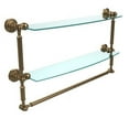 thumbnail image 2 of Waverly Place Collection Two Tiered Glass Shelf with Integrated Towel Bar - Matte Gray / 18 Inch, 2 of 7