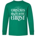 thumbnail image 3 of Inktastic Christmas Begins with Christ Long Sleeve Youth T-Shirt, 3 of 5