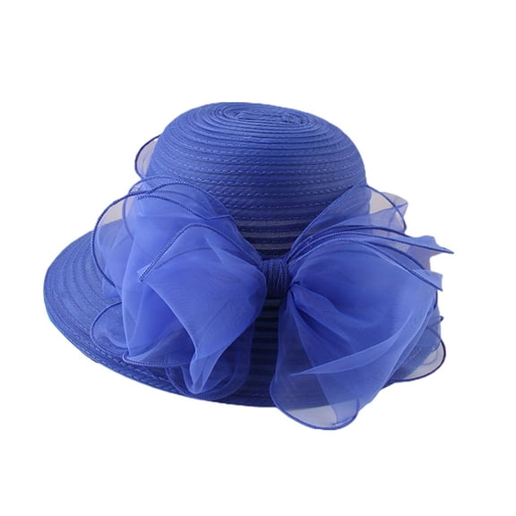 Women Church Cap Bow Wide Brim Summer Foldable Bowknot Hat for Party