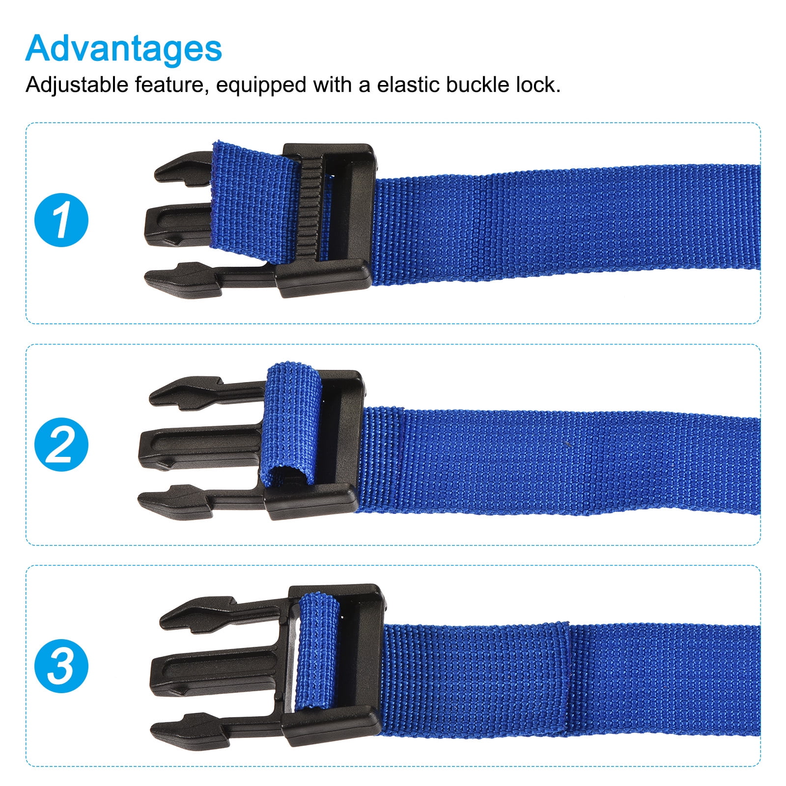 Unique Bargains Utility Strap with Buckle Adjustable Belt for Outdoor Bag Luggage Packing Blue