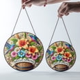 thumbnail image 4 of Welcome Spring Floral Watercolor Wreath Stained Glass Suncatcher Garden Terrace Decor, 4 of 8