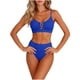 thumbnail image 2 of Trajes de baño para mujer, traje de baño de bikini de tirantes sin espalda de color liso para mujer, conjunto de bikini con bloques de color y hombros descubiertos, trajes de baño para mujer, trajes d, 2 of 6