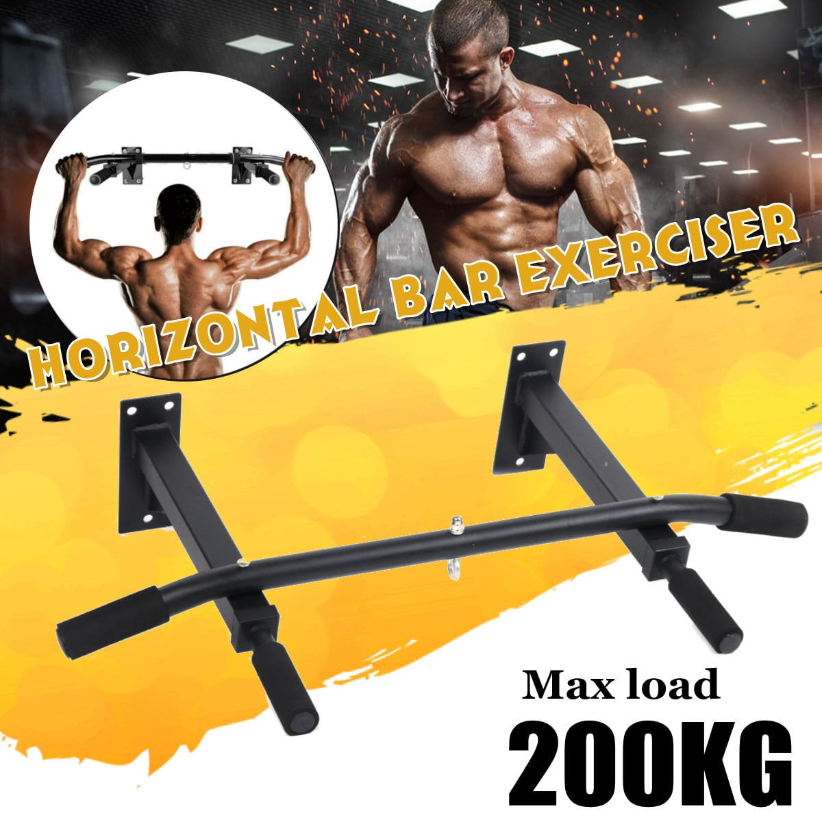 200KG Gymnastics Wall Horizontal Bar Indoor Pull Up Bar Home Gym Chin Up Bar Multiple Uses