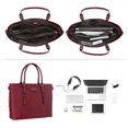 thumbnail image 2 of Bolsa MOSISO para portátil, piel sintética, para mujer, 17-17,3 pulgadas, color rojo vino, 2 of 6