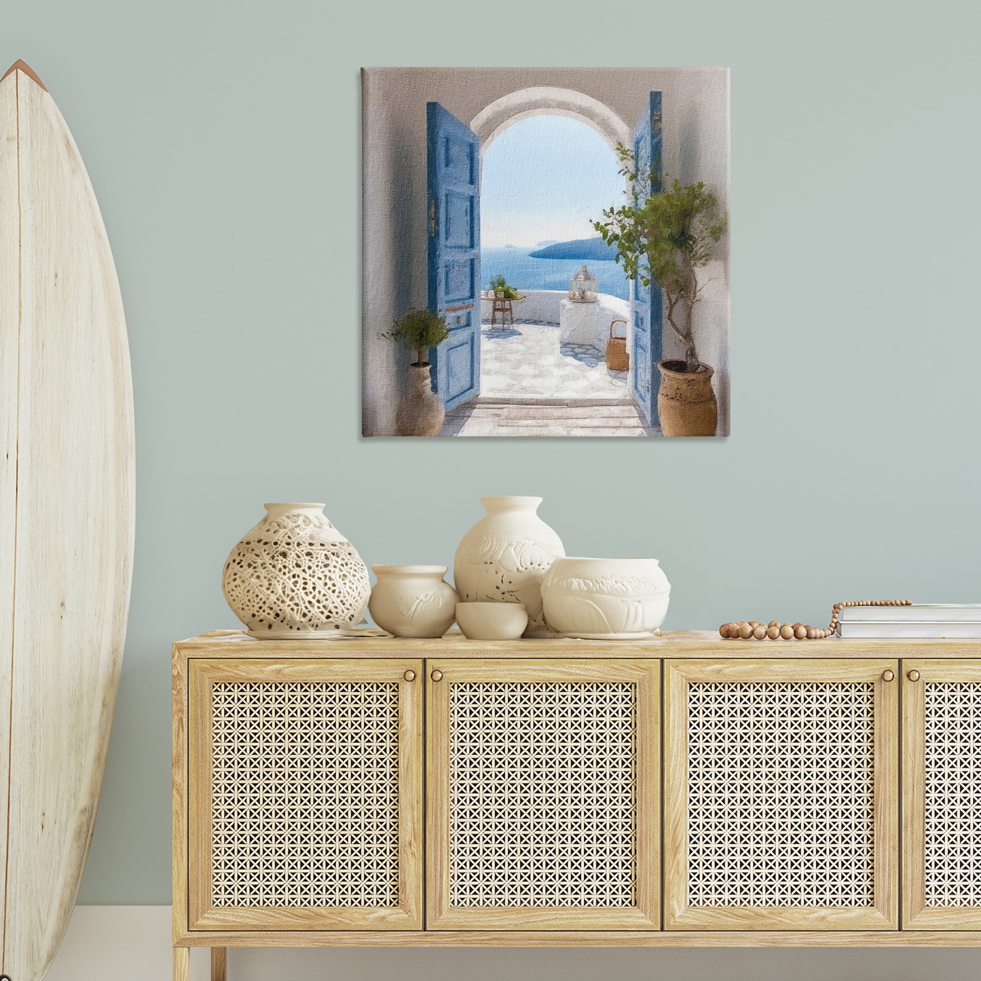 Stupell Industries Coastal Doorway to Sea Town & City Painting Gallery Wrapped Canvas Art Print Wall Art, 36 x 36