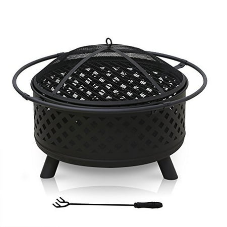 FURINNO FPT17069 Outdoor Stylish Round Fire Pit with Log ...
