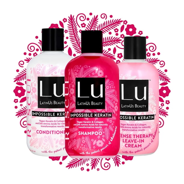 Lu LatinUs Beauty Colección RESCUE con Shampoo + Acondicionador + Crema Tratamiento Reparadora Anti-Frizz con Keratina Vegana y Shatavari para Cabello Débil, Seco y D LATINUS BEAUTY NA