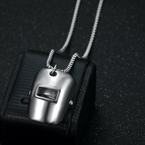 Welder Mask Men Necklaces With Pendant 14K White Gold Simple Jewelry For Male Women Punk Hip Hop Accessories Gifts