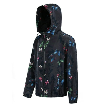 Butterfly Sweatshirt Fancyleo Men's Fashion Butterfly Printed Camouflage Long Sleeves Zip-up Hoodie Windbreaker Jacket ()