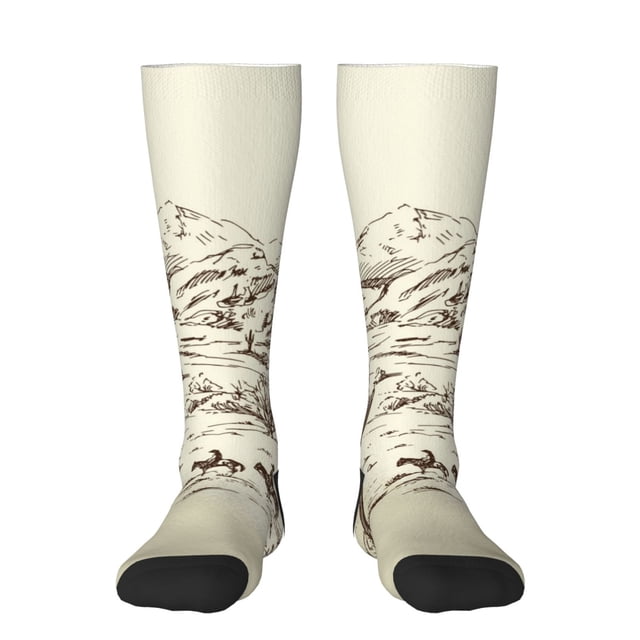 Balery Wild West Desert With Cowboys Calcetines novedosos Calcetines deportivos Calcetines hasta la rodilla Calcetines de algodón Calcetines originales y geniales