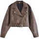 thumbnail image 5 of Hndudnff Chaqueta Corta De Primavera Y Otoño para Mujer con Cinturón, Chaqueta De Motociclismo, Chaqueta De Solapa con Cremallera, 5 of 5