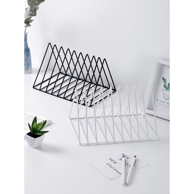 Soporte para libros de escritorio con forma de triángulo de hierro, estilo creativo, para estudiantes, soporte para libros, soporte para libros