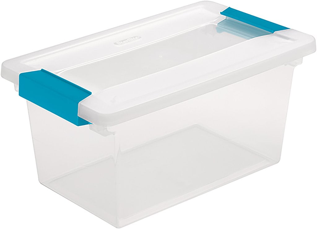 Sterilite Medium Clip Box Clear Home Storage Tote Container with Lid