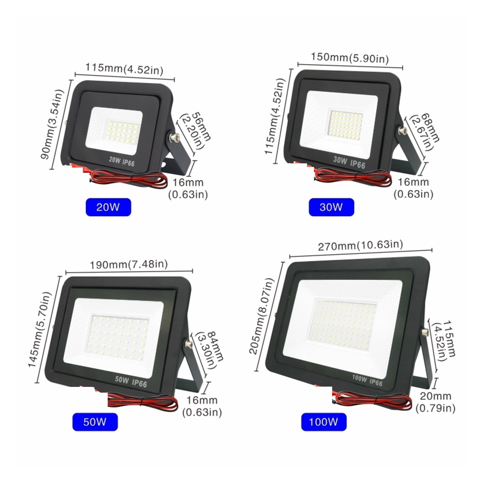DC12V Led Flood Light 20W 30W 50W 100W Outdoor Floodlight Spotlight IP66 Waterproof Light Reflector Portable 12 Volt Led Lights ,Multifunctional Lighting