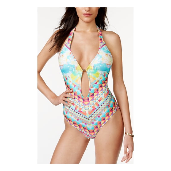 Bar III Tribal-Print Halter One-Piece Swimsuit (Multi, Small)