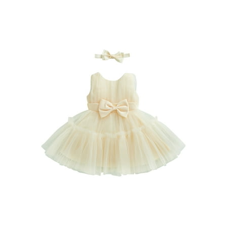 

Sunisery Toddler Baby Girl Party Princess Ball Gown Dress Summer Backless High Waist Tulle Dresses Outfit with Headband