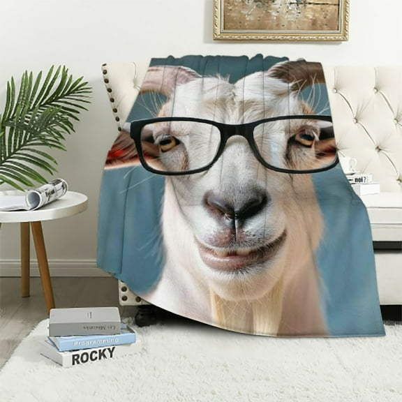 BCIIG Funny Goat Warm Lightweight Blanket Soft Fleece Blankets for All Seasons, Throw Blanket Living Rooms Sofa Decor Cow Gifts, Super Soft Blanket for All Seasons 40x50in
