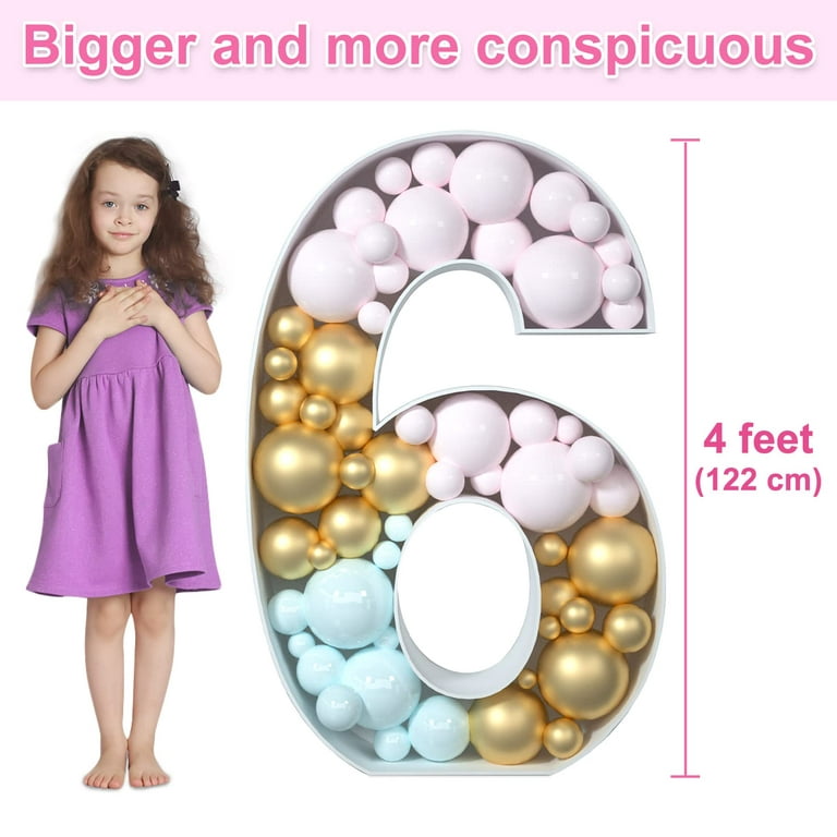 4FT Marquee Numbers, Mosaic Numbers for Balloons Large Cardboard Numbers  Foam Board DIY Balloon Frame for Birthday Party Wedding Anniversary Baby