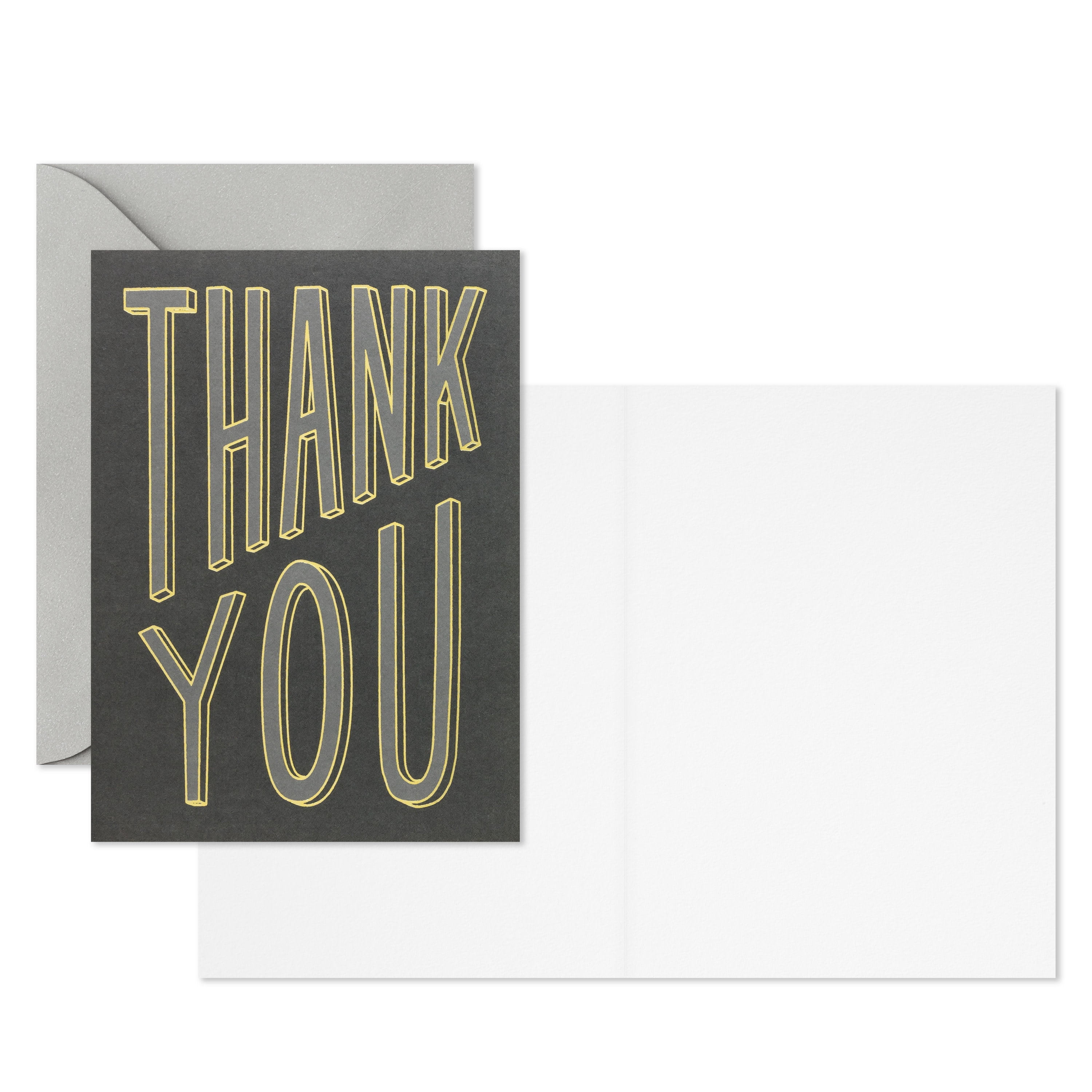 Hallmark Blank Thank You Notes (Gray and Gold), 10 Count