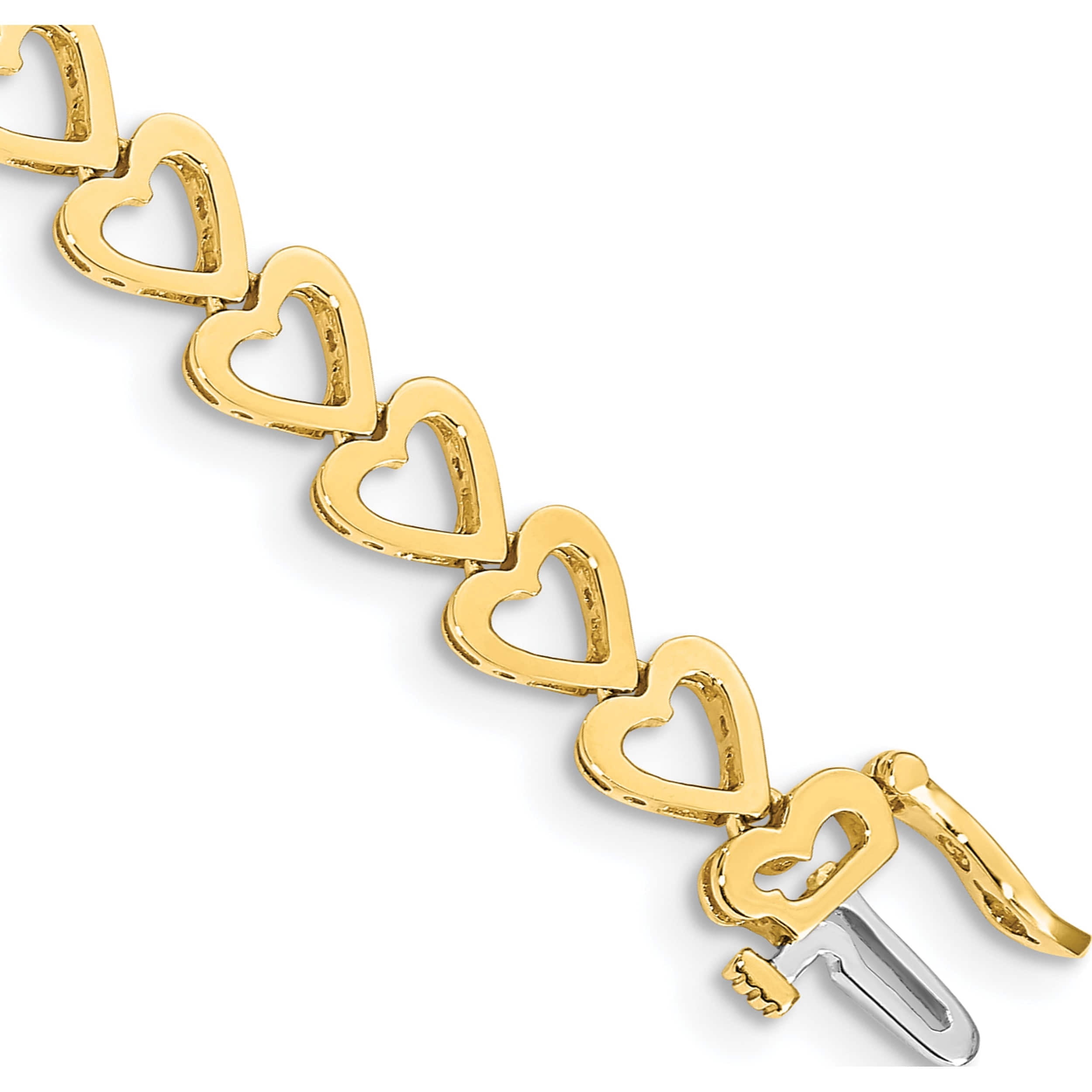 14K Yellow Gold Holds 25 Stones Up To 2.75mm Heart-Shaped Add-A-Dia.  Bracelet (7 X 7.5) Made In Mexico x849