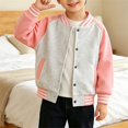 thumbnail image 4 of YunPes Boys Girls Varsity Jacket Snap Long Sleeve Baseball Outerwear with Striped Ribbed Cuff Fall Back to School Daily Jacket Coat, 4 of 5