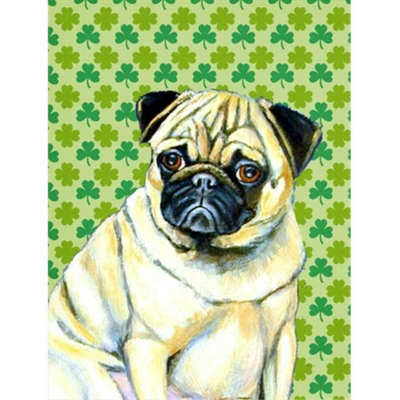 Pug St. Patricks Day Shamrock Portrait Flag Canvas - House Size