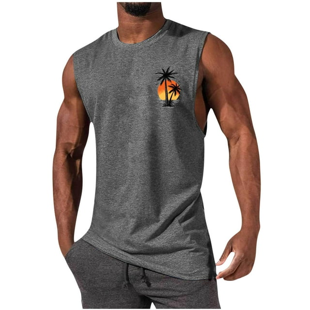 KIHOUT Nouveautés Débardeurs d'Été pour Hommes à Imprimé Graphique, Coupe Ample, Col Rond, Sans Manches, T-Shirts de Sport Décontractés, Camisole