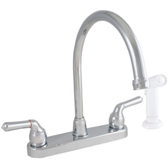 LDR Global Industries 012 36425CP Robinet de Cuisine à 2 Poignées avec Pulvérisateur, Chrome