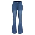 thumbnail image 6 of Women's Pants with Pockets,Women's High Waisted Jeans Wide Leg Button Fly Bell Bottoms Flared Solid Color Denim Pants, 6 of 9