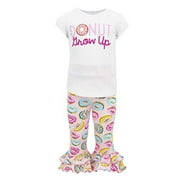 Girls Donut Grow Up Birthday Ruffle Pant Outfit (3t) Pink